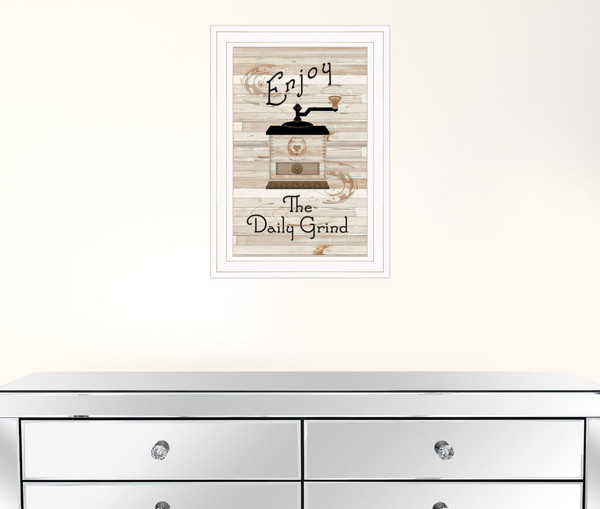 Enjoy the Daily Grind 1 White Framed Print Kitchen Wall Art N270-406569