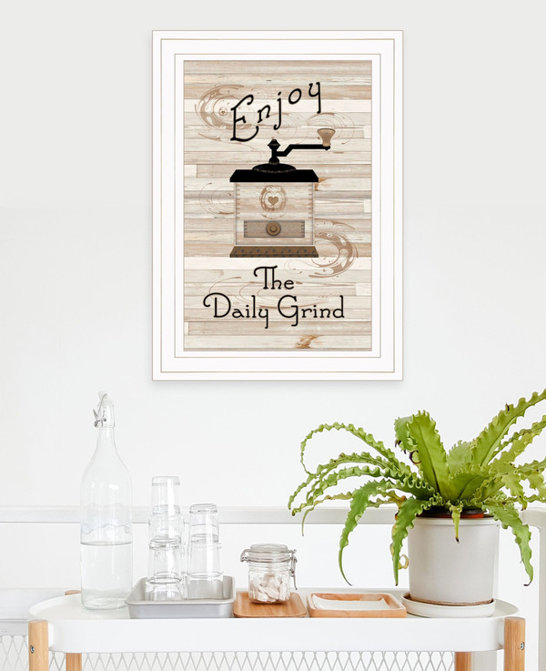 Enjoy the Daily Grind 1 White Framed Print Kitchen Wall Art N270-406569