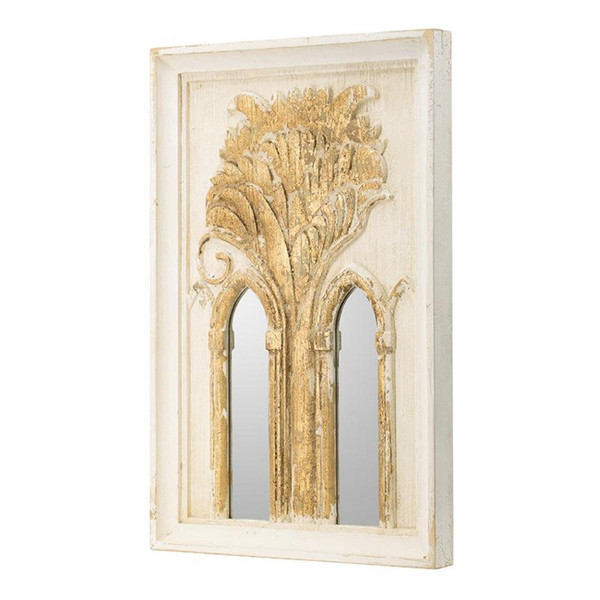 Set of Two 30" White and Gold Wood Framed Accent Mirrors N270-485032