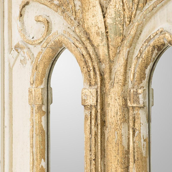 Set of Two 30" White and Gold Wood Framed Accent Mirrors N270-485032