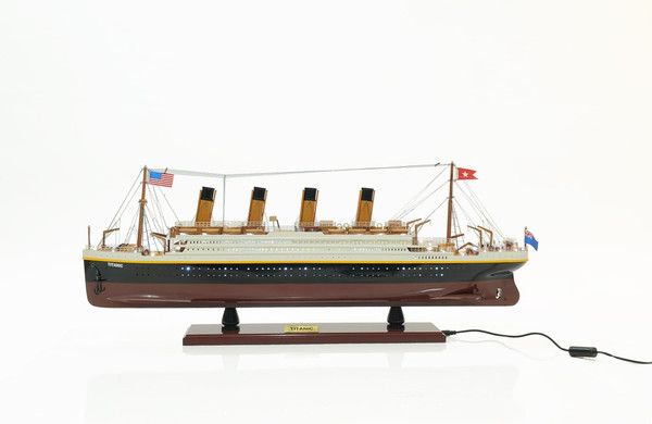 13" Black and White 1912 RMS Titanic Lights Boat Hand Painted Decorative Boat N270-401894