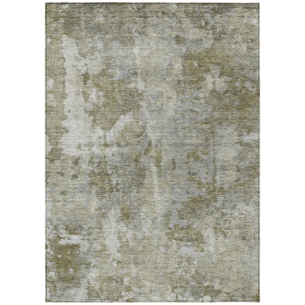 3' X 5' Green Abstract Washable Non Skid Indoor Outdoor Area Rug N270-564227