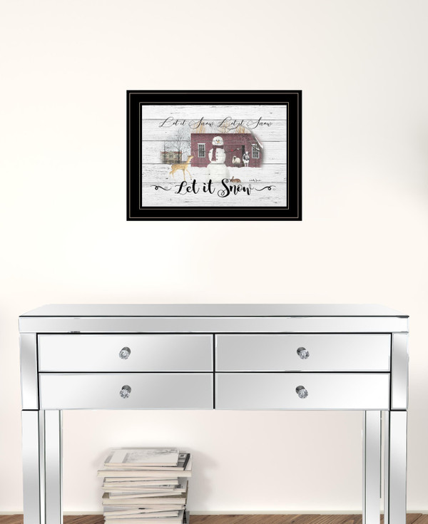 Let It Snow 3 Black Framed Print Wall Art N270-406703