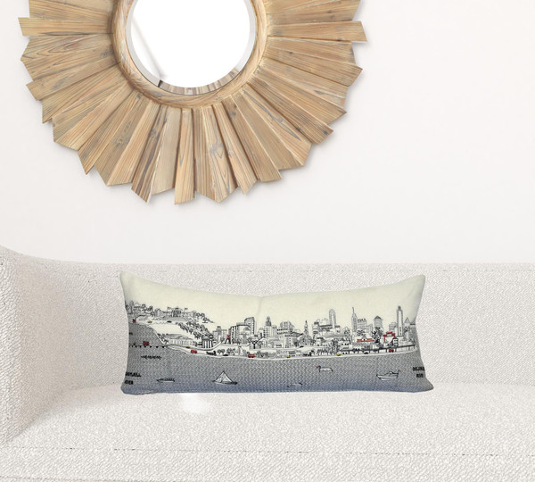 14" X 35" Cream Hometown Pride Wool Lumbar Throw Pillow N270-482600