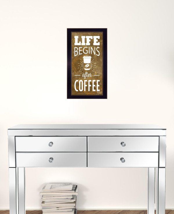 Life Begins after Coffee 1 Black Framed Print Wall Art N270-416230