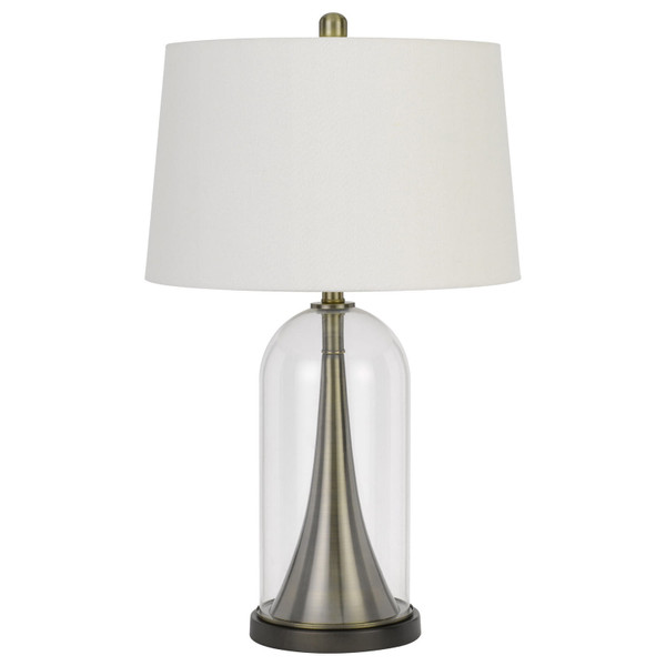 29" Clear Metal Table Lamp With White Empire Shade N270-524714
