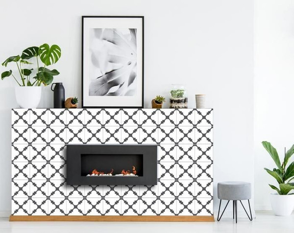 7" X 7" Dark Gray And White Tri Peel And Stick Tiles N270-390686