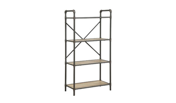 49" Gray Brown Metal Four Tier Etagere Bookcase N270-486318