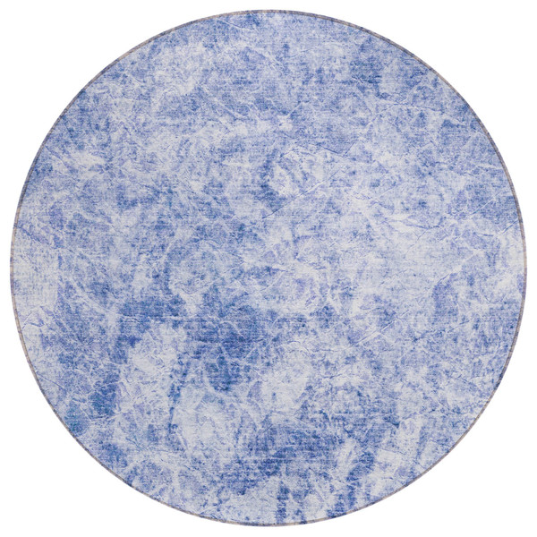 8' Round Blue Round Abstract Washable Non Skid Indoor Outdoor Area Rug N270-562664