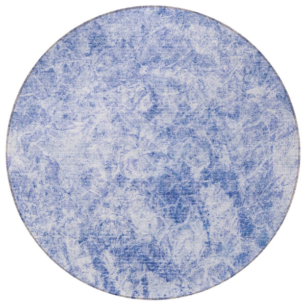 8' Round Blue Round Abstract Washable Non Skid Indoor Outdoor Area Rug N270-562664