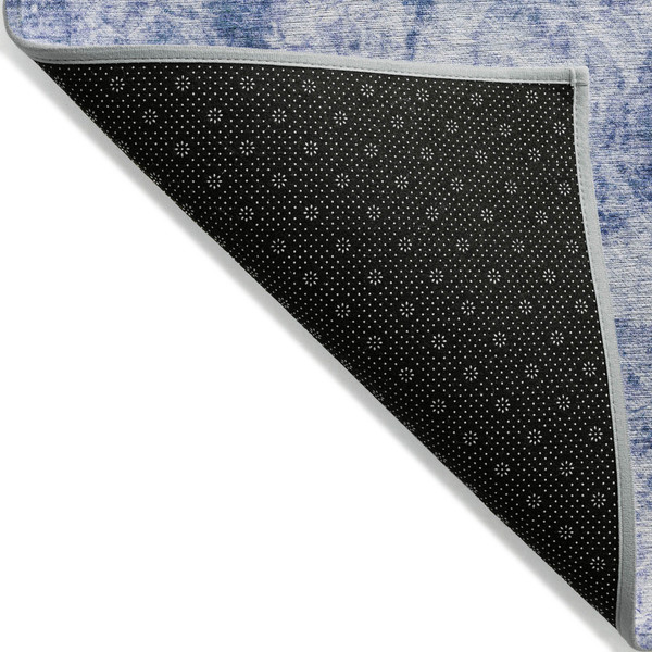 8' Round Blue Round Abstract Washable Non Skid Indoor Outdoor Area Rug N270-562664