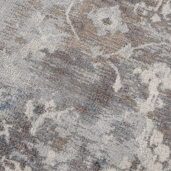 8' X 11' Navy And Beige Distressed Vines Area Rug N270-390182