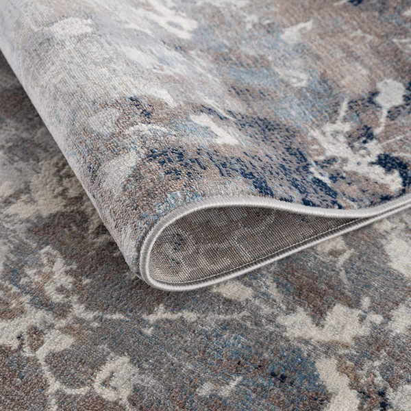 8' X 11' Navy And Beige Distressed Vines Area Rug N270-390182