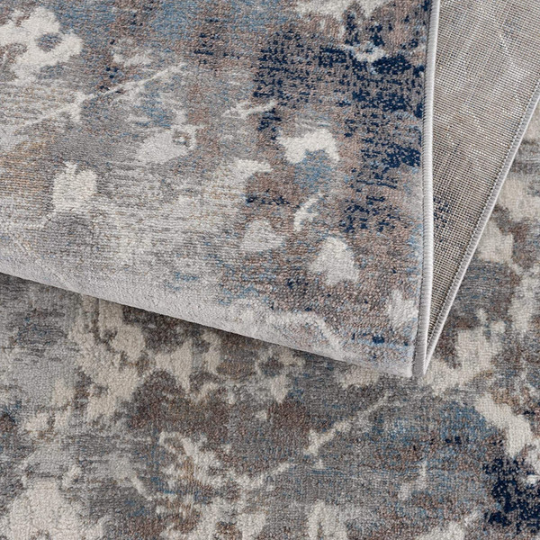 8' X 11' Navy And Beige Distressed Vines Area Rug N270-390182