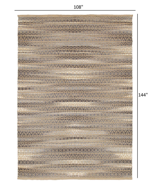 9' X 12' Gray and Tan Striated Runner Rug N270-395135