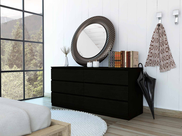 60" Black Six Drawer Double Dresser N270-403757