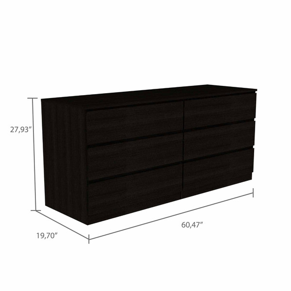 60" Black Six Drawer Double Dresser N270-403757