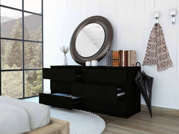 60" Black Six Drawer Double Dresser N270-403757