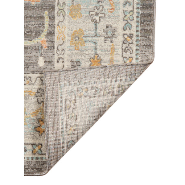 9' X 12' Gray and Orange Floral Stain Resistant Indoor Outdoor Area Rug N270-531495