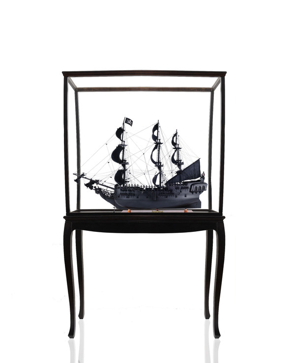 69" Black Black Pearl Pirate Floor Display Boat Hand Painted Decorative Boat N270-401982