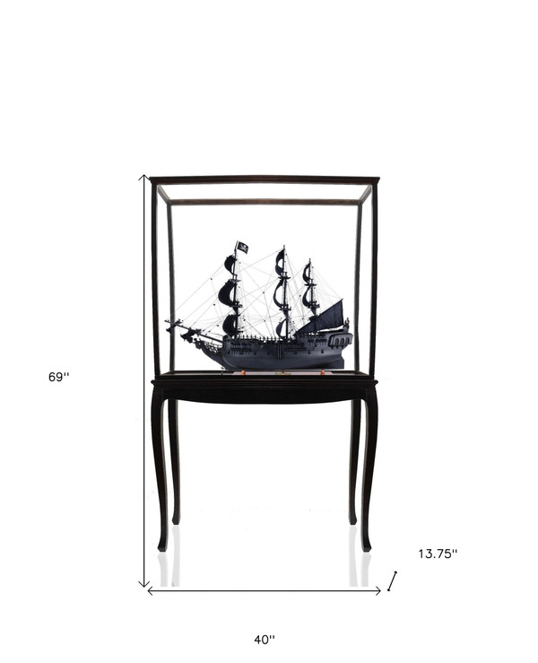 69" Black Black Pearl Pirate Floor Display Boat Hand Painted Decorative Boat N270-401982