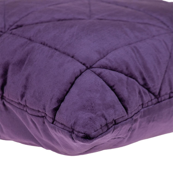 Purple Chunky Geo Stitched Velvet Decorative Throw Pillow N270-402900