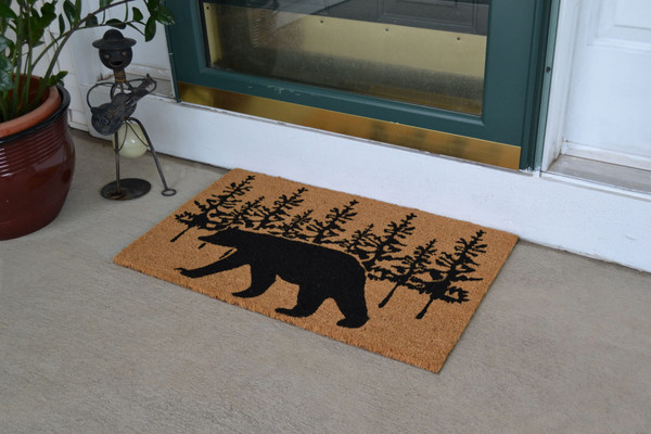 18" X 30" Brown and Black Coir Bear Outdoor Fall Door Mat N270-555560