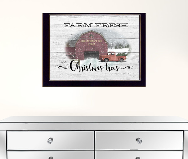 Farm Fresh Christmas Trees 1 Black Framed Print Wall Art N270-415839