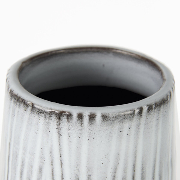19" Black White and Gray Patterned Lines Ceramic Vase N270-397507