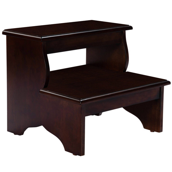 15" Dark Brown Wood Handcrafted Step Stool N270-389142