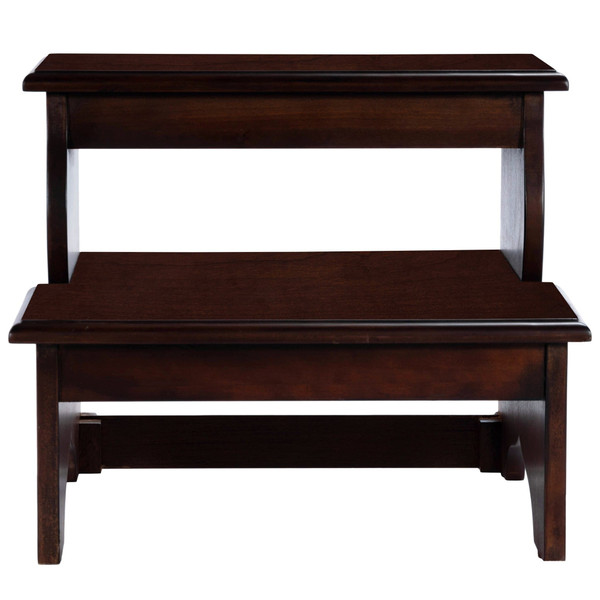 15" Dark Brown Wood Handcrafted Step Stool N270-389142