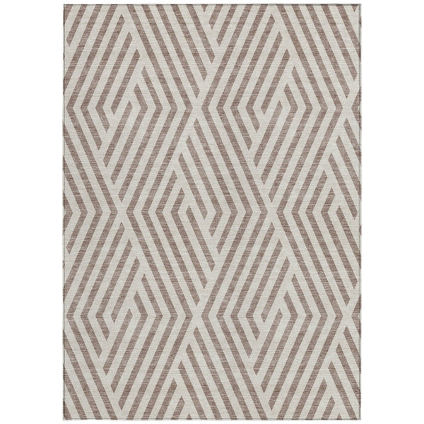 9' X 12' Taupe and Ivory Geometric Washable Non Skid Indoor Outdoor Area Rug N270-562378