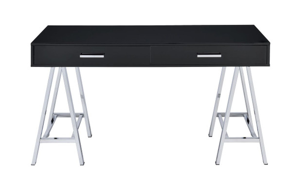 54" Black and Silver Writing Desk With Two Drawers N270-286391