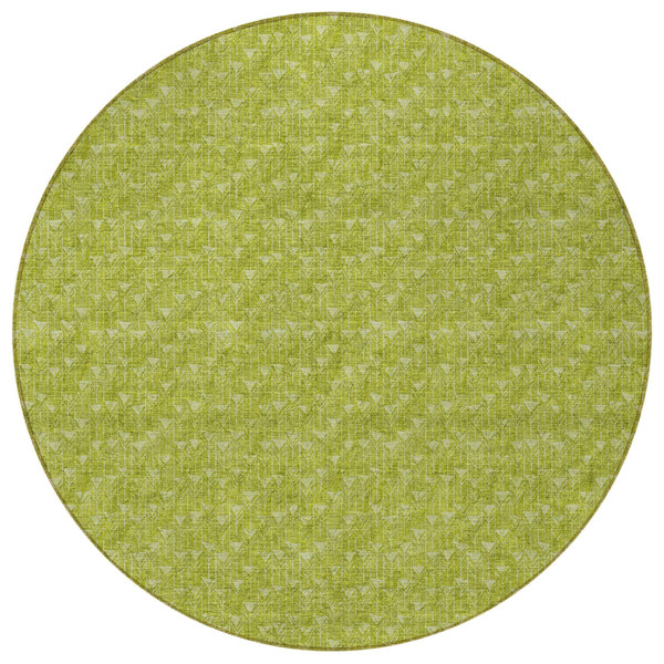 8' Round Moss Green Round Geometric Washable Non Skid Indoor Outdoor Area Rug N270-560033