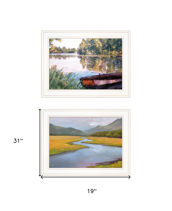 Set Of Two Serene Water 1 White Framed Print Wall Art N270-407900