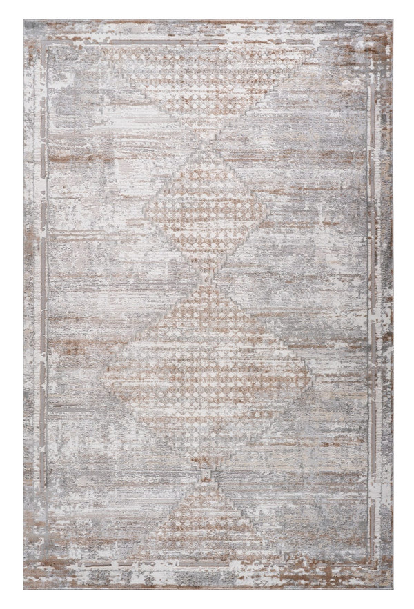 5' X 8' Gray and Brown Abstract Distressed Area Rug N270-558953