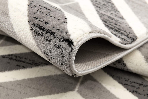 7' X 9' Gray Chevron Dhurrie Area Rug N270-394036