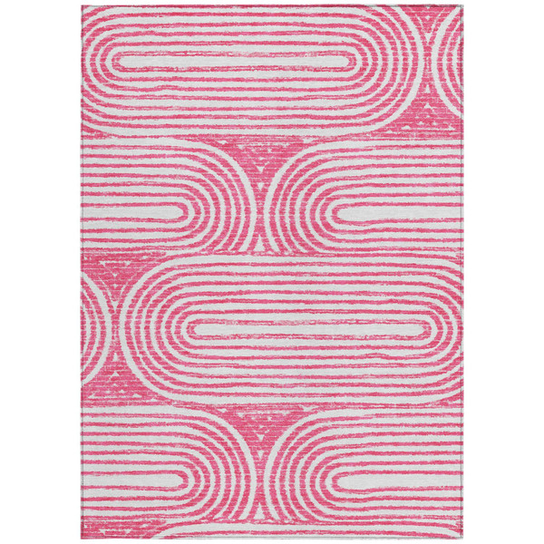 9' X 12' Blush Abstract Washable Non Skid Indoor Outdoor Area Rug N270-561829