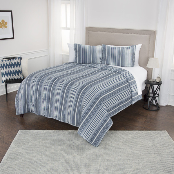 Multi Blues Queen 100% Cotton 300 Thread Count Machine Washable Down Alternative Comforter N270-479907