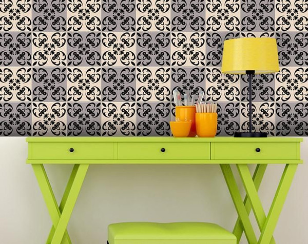 6" X 6" Light Grey And Cream Orchid Peel And Stick Removable Tiles N270-390745