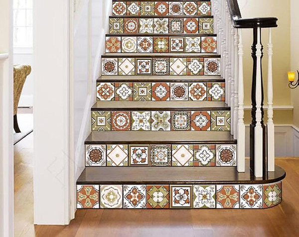 6" x 6" Retro Orange Mosaic Peel and Stick Removable Tiles N270-400437