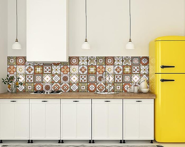 6" x 6" Retro Orange Mosaic Peel and Stick Removable Tiles N270-400437