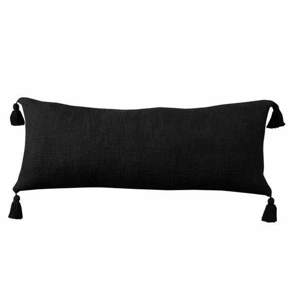 14" X 36" Jet Black 100% Cotton Zippered Pillow N270-517314