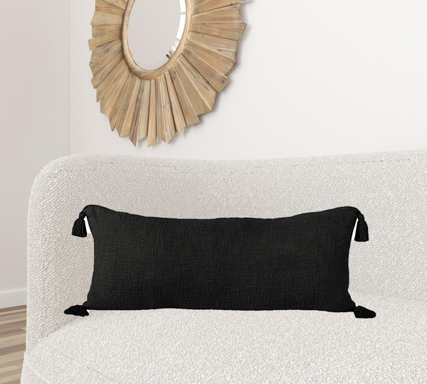 14" X 36" Jet Black 100% Cotton Zippered Pillow N270-517314