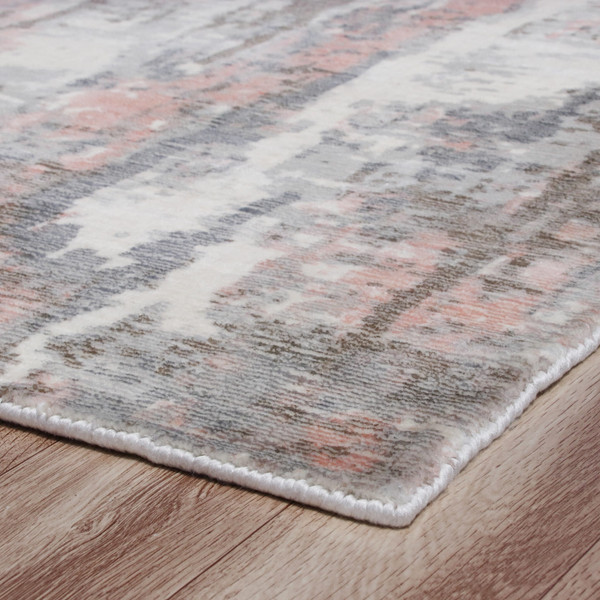 2' X 3' Gray and Pink Abstract Hand Loomed Area Rug N270-550055