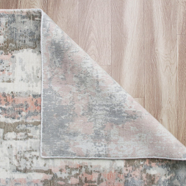 2' X 3' Gray and Pink Abstract Hand Loomed Area Rug N270-550055