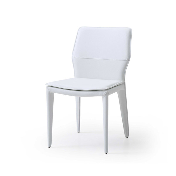 Set of Two White Slipcovered Upholstered Faux Leather Dining s N270-370670