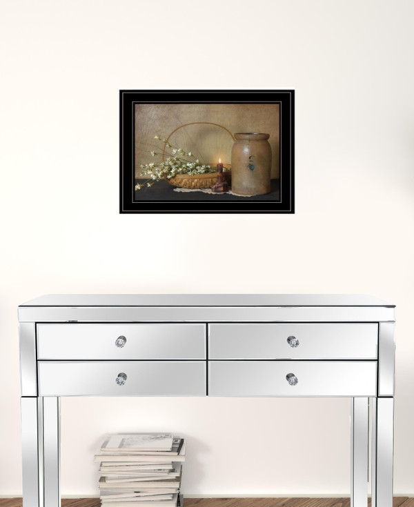 Set Of Two Candle Light and Flowers 2 Black Framed Print Wall Art N270-407119