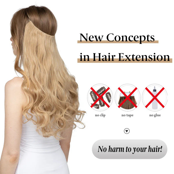 Color: 4/27HL, Stretched Length: 22INCHES - Synthetic No Clip Wave Hair Extensions Ombre Natural Bl F640-12000033280789220