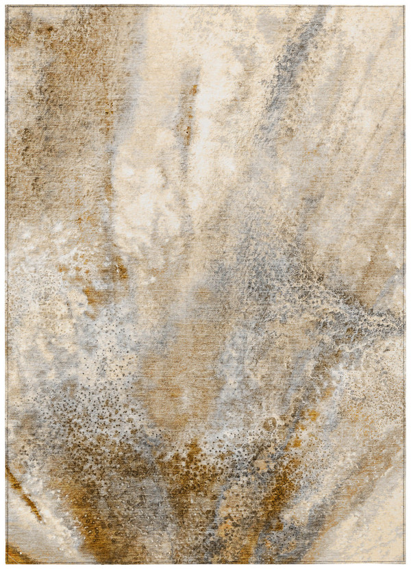 3' X 5' Brown Abstract Washable Non Skid Indoor Outdoor Area Rug N270-559571